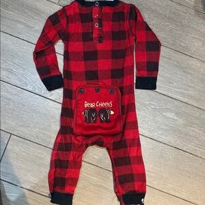 Red Plaid Bear Cheeks Onesie baby size 12 months